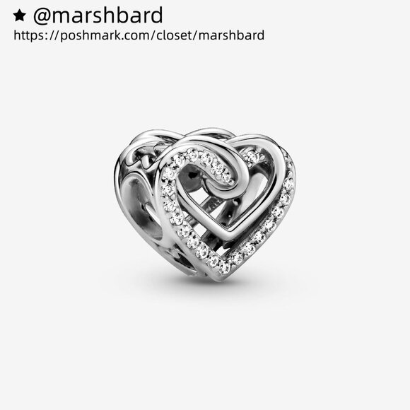 Pandora Sparkling Entwined Hearts Charm - Picture 1 of 7